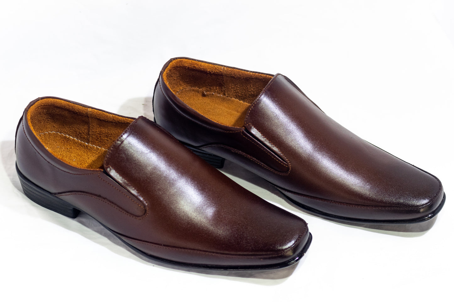 FRM05 - BRN | Sleek Brown Leather Slip-On Dress Shoes