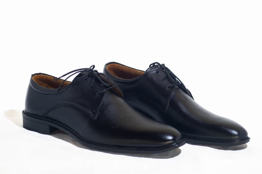 FRM03 - BLK | Classic Black Leather Derby Shoes