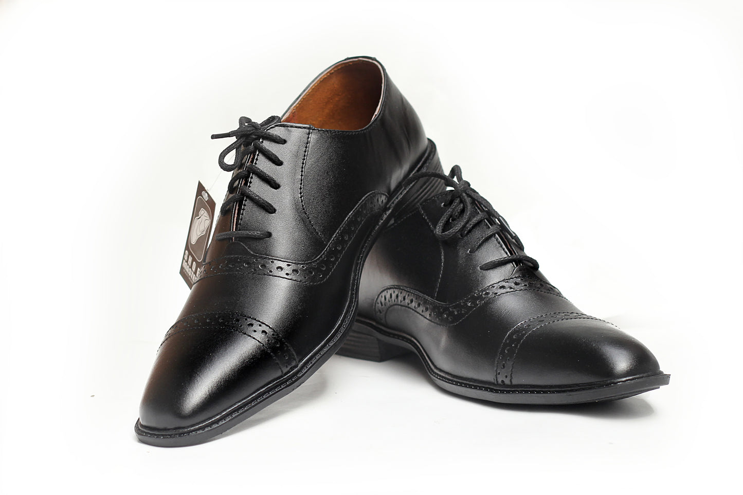 FRM04 - BLK | Sophisticated Black Leather Cap-Toe Brogues