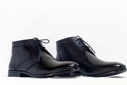 FRM01 - BLK | Premium Black Leather Chukka Boots