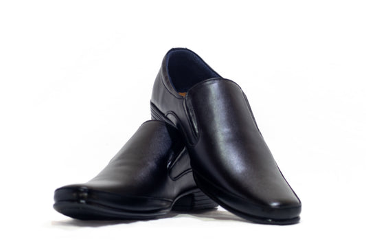 FRM05 - BLK | Sleek Black Leather Slip-On Dress Shoes