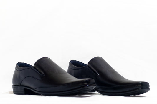 FRM05 - BLK | Sleek Black Leather Slip-On Dress Shoes