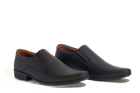 FRM08 - BLK | Modern Black Leather Slip-On Dress Shoes