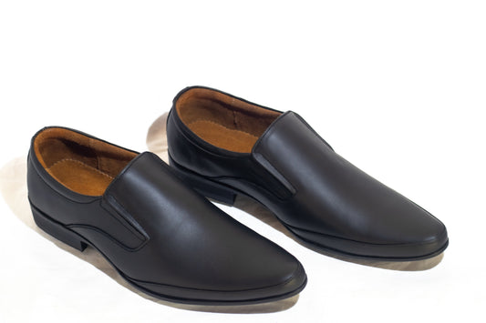 FRM08 - BLK | Modern Black Leather Slip-On Dress Shoes