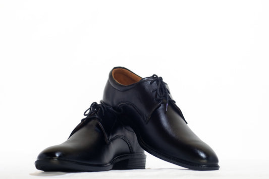 FRM03 - BLK | Classic Black Leather Derby Shoes