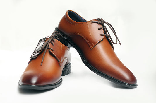 FRM03 - BRN | Classic Brown Leather Derby Shoes
