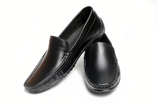 FRM02 - BLK | Classic Black Leather Driving Loafers